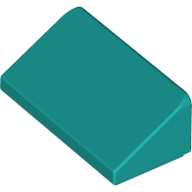 Lego kostka (kostička) 1x2x2/3 sklon (šikmá) 30° hladká, tmavě tyrkysová (6228967)